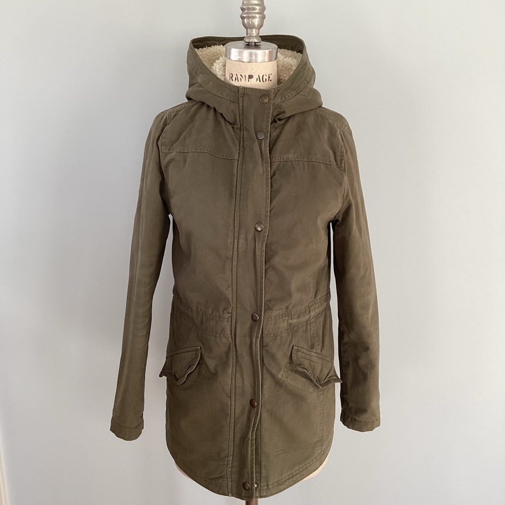 Forever 21 Army Green Hooded Jacket Size Small
